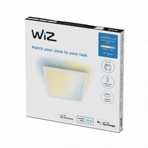 Wiz Tunable white 8719514554856 LED Ceiling SQ mennyezeti panel 600x600mm 1x36W | 3400lm | 2700-6500K - fehér
