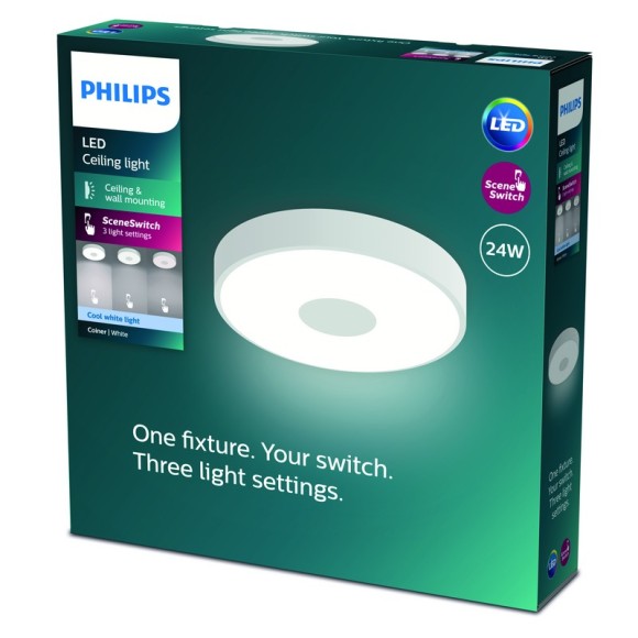 Philips 8720169301276 LED mennyezetre szerelhető lámpa Coiner  | 24W integrált LED forrás | 2800lm | 4000K