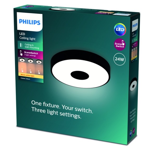 Philips 8720169301290 LED mennyezetre szerelhető lámpa Coiner  | 24W integrált LED forrás | 2700lm | 2700K