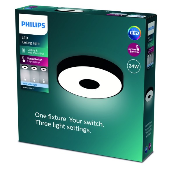 Philips 8720169301313 LED mennyezetre szerelhető lámpa Coiner  | 24W integrált LED forrás | 2800lm | 4000K