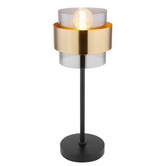 Globo 15564T asztali lámpa Milley 1x60W | E27 - fekete, sárgaréz, füstüveg