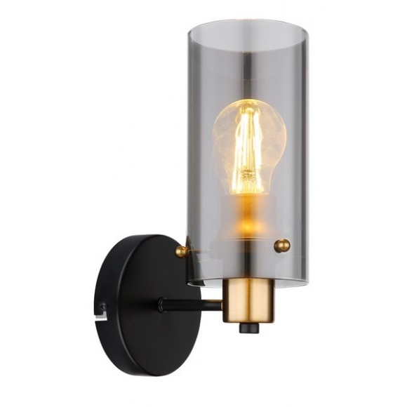 Globo 15564W fali lámpa Fanni 1x40W | E27 - fekete, sárgaréz, füstüveg